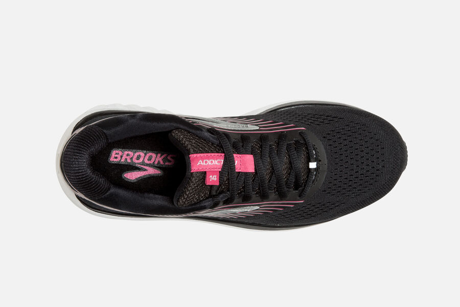 Brooks Running Shoes Womens Black/Pink/Silver - Addiction 14 Road - 7926-WHATJ